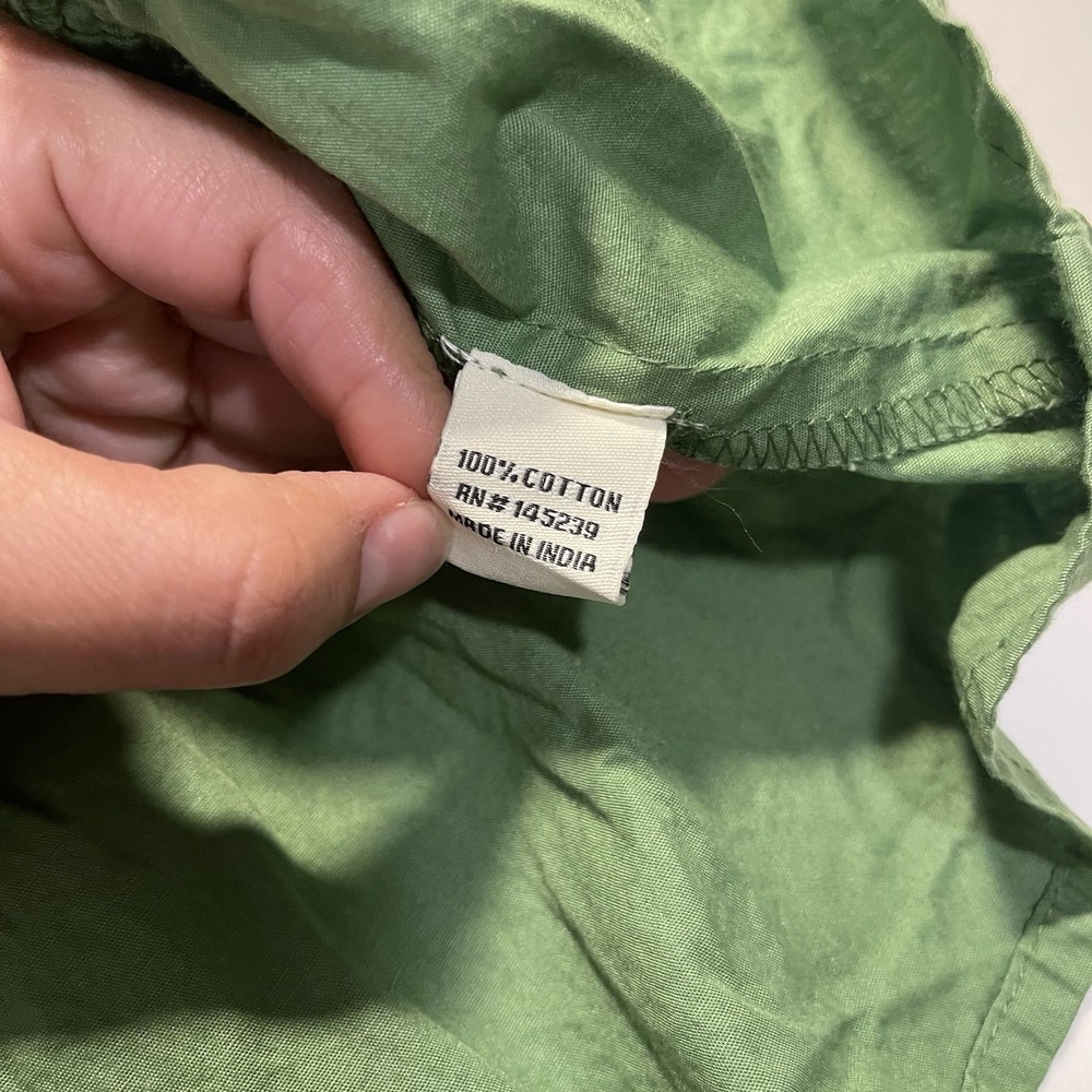 Sim & Sam Mini-Dress Tiered Smocked Fairy Babydoll Puff Sleeve XL Cotton Green - Picture 10 of 11